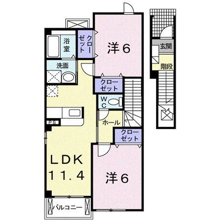 東松江駅 徒歩6分 2階の物件間取画像